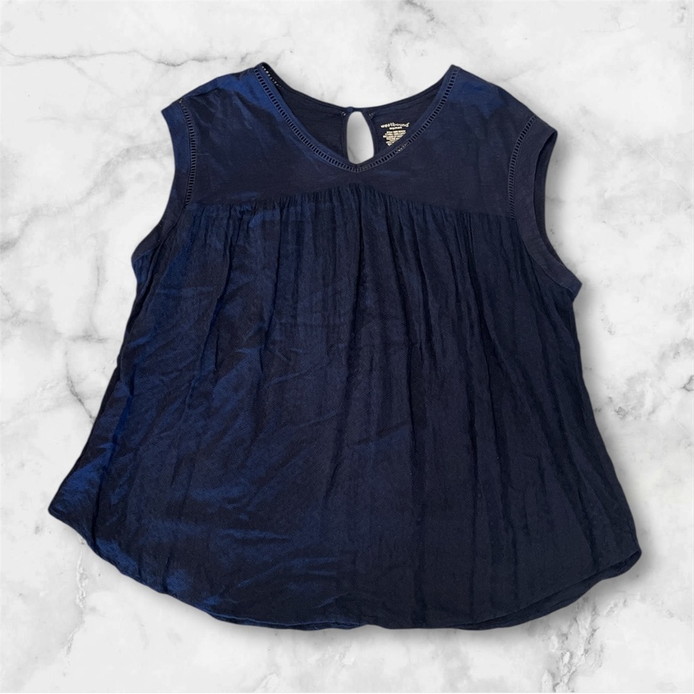 PICK 5/$15 - Navy Blue women’s Sleeveless tank top embroidery embroidered 2X